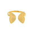 High End 18K Plain Gold Butterfly Adjustable Stainless Steel Rings Trendy Simple Gold Plated Jewelry