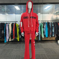 New Design Custom Applique Patch LOGO Sweatsuit Distressed Embroidery Hoodie and Puff Print Joggers Sets for Men