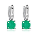 Fashion Gem Earrings Fine 925 Sterling Silver Huggie Hoop Earrings Cubic Zirconia Dangly Emerald Earrings