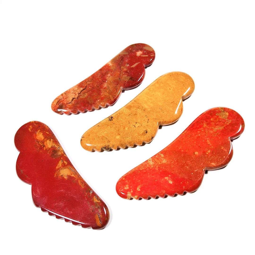 HY High wholesale factory natural guasha board wing Mookaite jasper massage tool jagged guastone