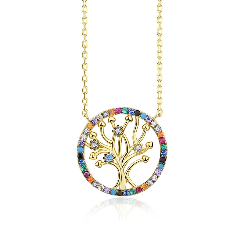 INS Popular Fashion 925 Sterling Silver Jewelry Diamond/Zircon Tree of Life Pendant Necklace for Women