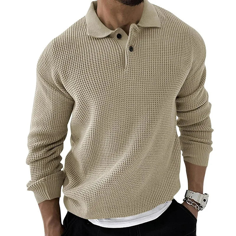 2024 Autumn Men's Fashion Slim Sweater Turn-Down Collar Long Sleeve Knitted Breathable New Wear for Winter
