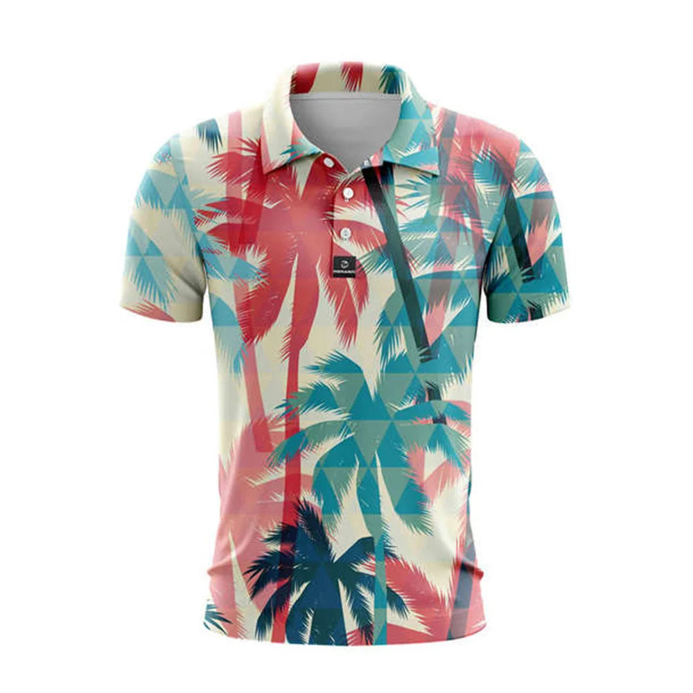 Men's High Printing Breathable Golf Sportswear-Stylish Short-Sleeved Casual for Polo Anti-Wrinkle for Spring Summer Fashionable