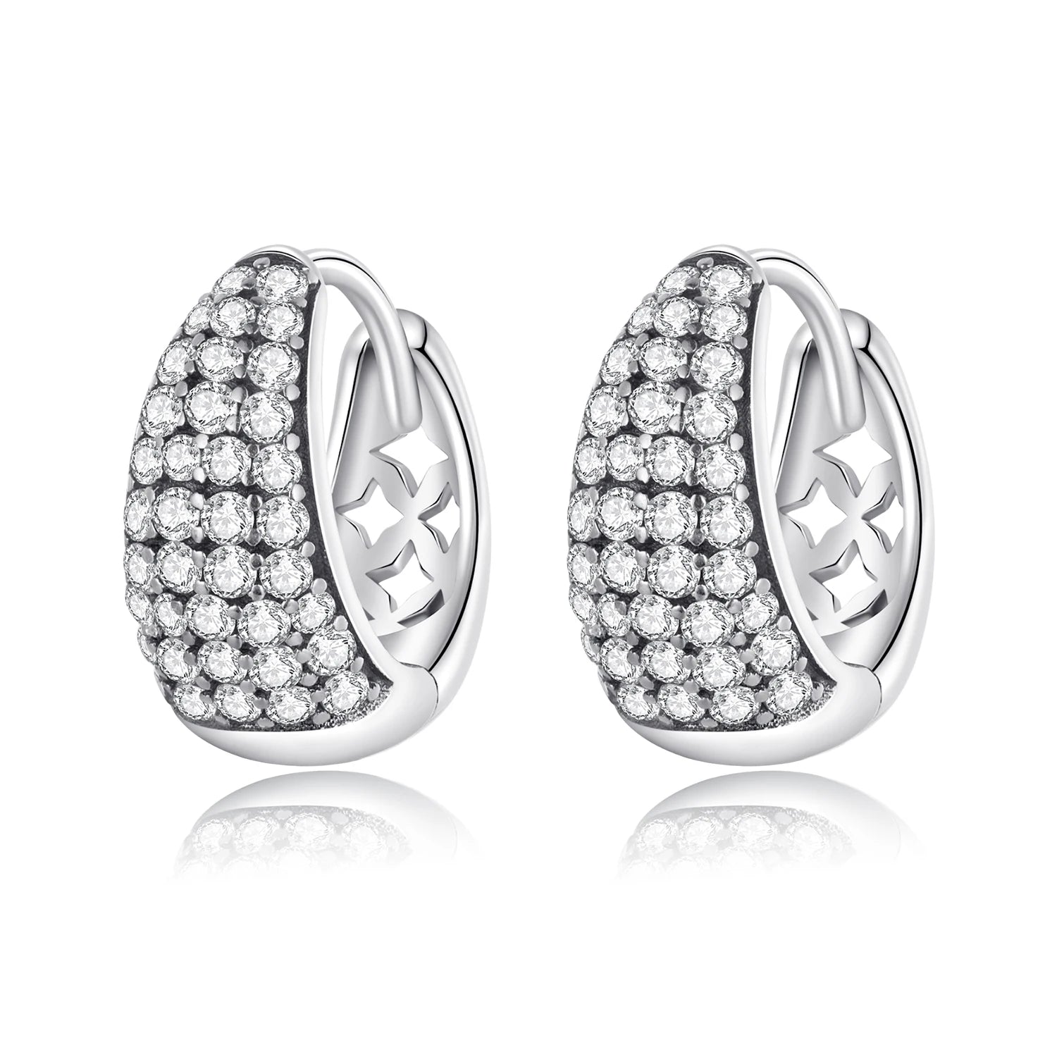 925 Sterling Silver Classic Simple Ear Buckles Women's Fine Jewelry with Dazzling Zircon Stone Cute Fashion Earrings Gift BSE658