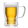 Gift High Borosilicate Heat Resistant Burst Proof Transparent Double Wall Glass Beer Mug with Handle