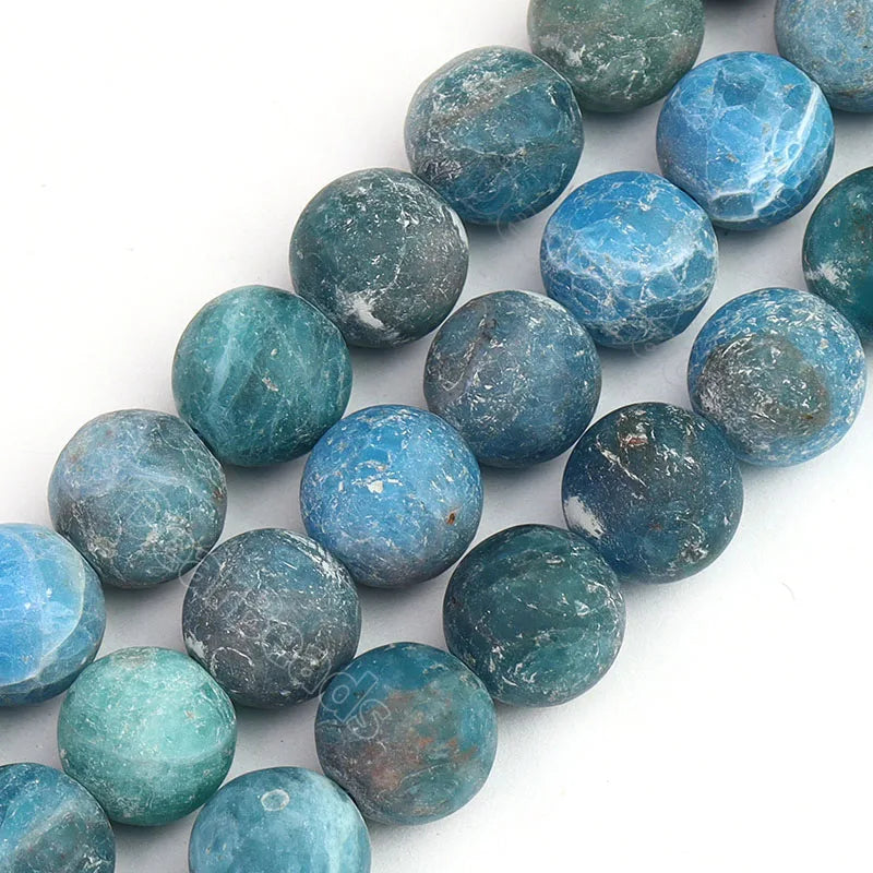 Natural Matte Blue Apatite Round Beads Gemstone Frosted Loose Gem Bead for DIY Jewelry Making 4mm 6mm 8mm 10mm 38CM