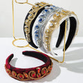 Vintage Baroque Luxury Rhinestone Hair Accessories Gold Velvet Hairbands Crystal Rhinestone Hairbands Headband Jewelry for Women