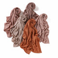 Solid Color Thin Breathable Sunscreen Headscarfs Vintage Style Muslim Ladies Retro Cotton Wrinkle Scarves Shawls Hijab for Eid