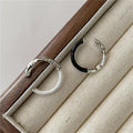 Geometric Thump Black White Enamel Open Rings for Women 925 Sterling Silver Fine Jewelry