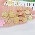 NZ1451 18k Gold Plated CZ Crescent Moon and Star Angel Baby Disc Coin Chain Necklace