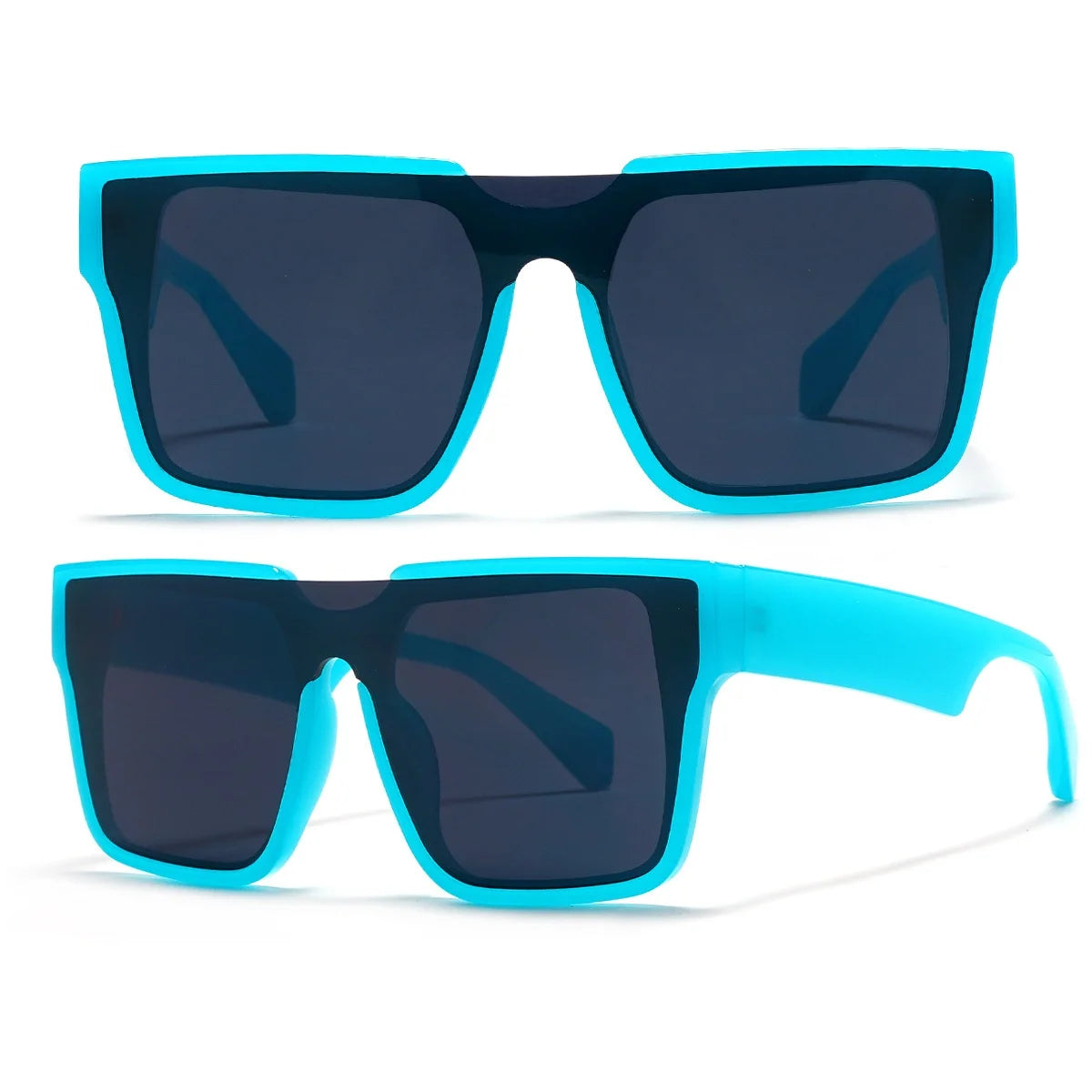 2025 Retro Square Large Frame Sunglasses Trendy Ins Style One Piece PC Lens for Women and Men
