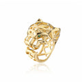 Hot Selling Fashion Brass Animal Leopard Head Ring for Women Men Jewelry