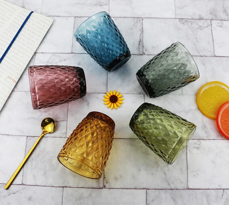 Wholesale Different Designs and Colors Drinkware Colorful Drinking Glasses Water Glass Cup Double Old Fashioned Glass Tumblers