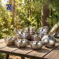 Zhenneng 13cm Stainless Steel Heat Insulation Rice Bowl-Eco-Friendly Camping Food Container for Family Use