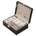 Popular 2 Drawer PU Leather Jewelry Set Case Multiple Color Earrings Rings Box With Pouch Key