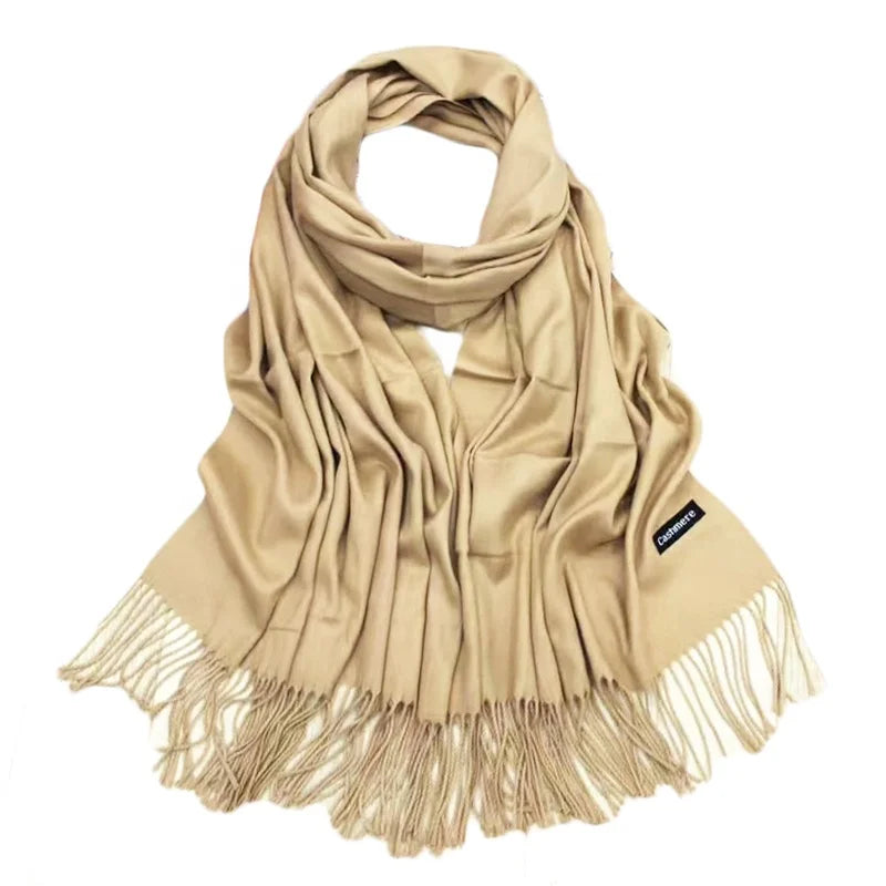 Hot Sale Cashmere Feeling Cape Pashmina Plain Solid Color for Women Girls Kashmiri Shawls Lady Factory Wholesale