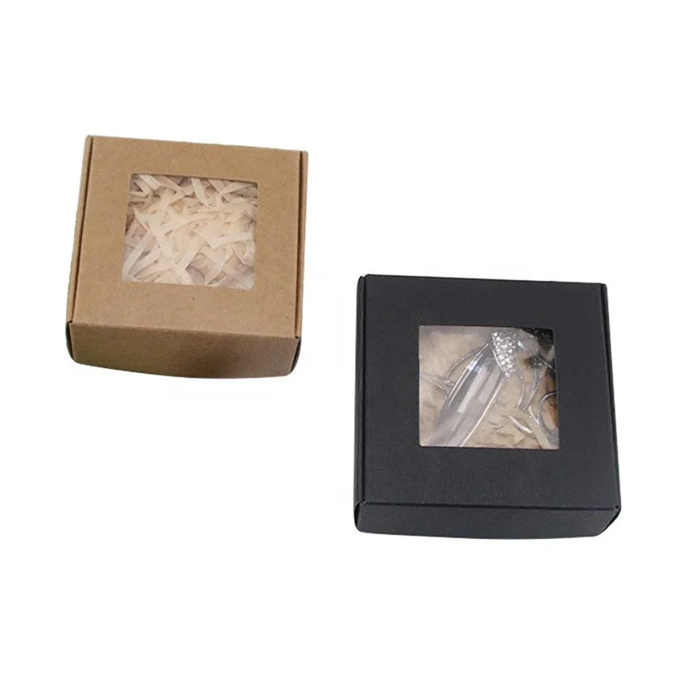 Customized Kraft Paper Gift Box with Transparent PVC Lid Window Cardboard Handmade Soap Candy Box clear Gift Display Paper Box