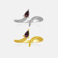 FUAMAY Fashion 928 Sterling Silver Dainty Ring Red Water Drop Ring Snake Shaped Ring
