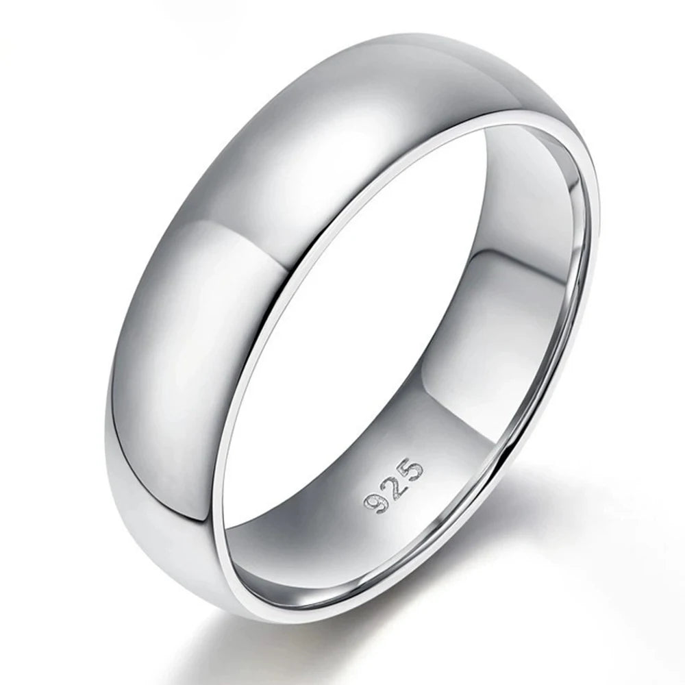 Fine Jewelry 925 Sterling Silver Rhodium Plated 2mm 4mm 6mm Smooth Band Elegant Eternity Plain Bold Minimalist Rings Women Men