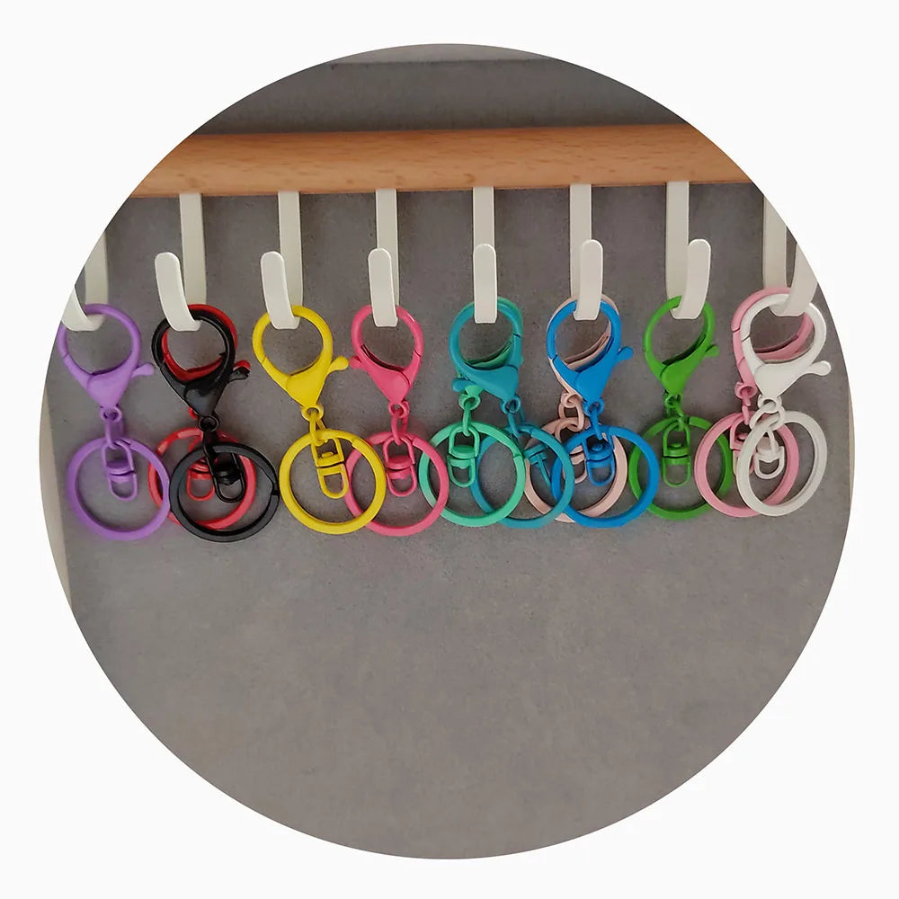Keychain Lobster Clasp Spring Buckle Colorful Keyrings for Diy Jewelry Making Key Ring Hooks Bags Buckle Accessories