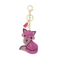 Tassels Pendant Fox Key Chains Cute Purse Bag Charm Gifts Crystal Rhinestone Charms Diamante Animals Eyes Charm Fox KeyChain