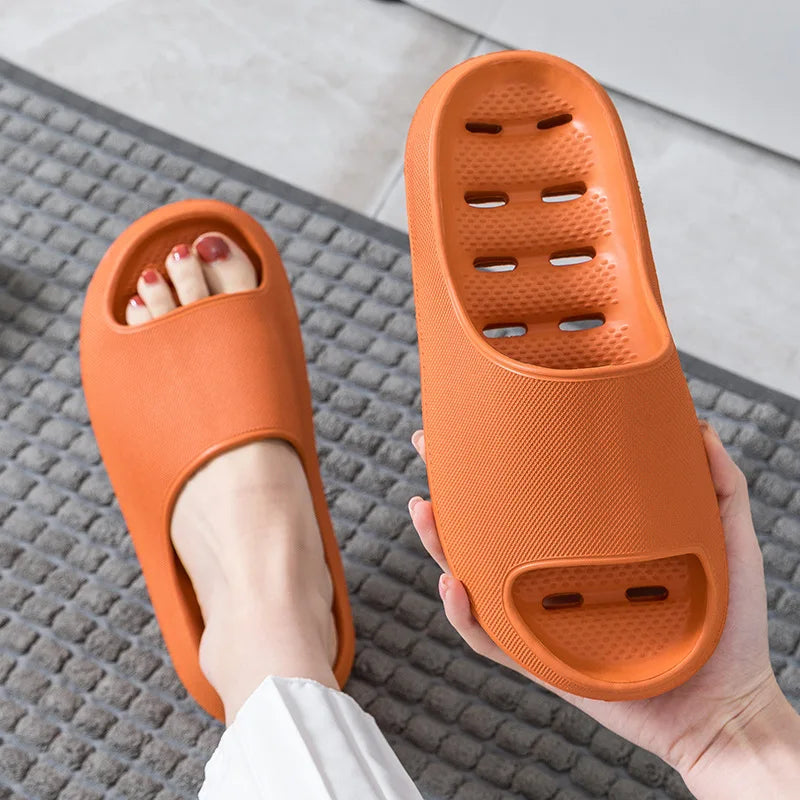 U-HOME Wholesale Soft Thick Anti Slip Cloud Slides Printed Hotel EVA Bath Slipper Platform Women Men Indoor House Slipper
