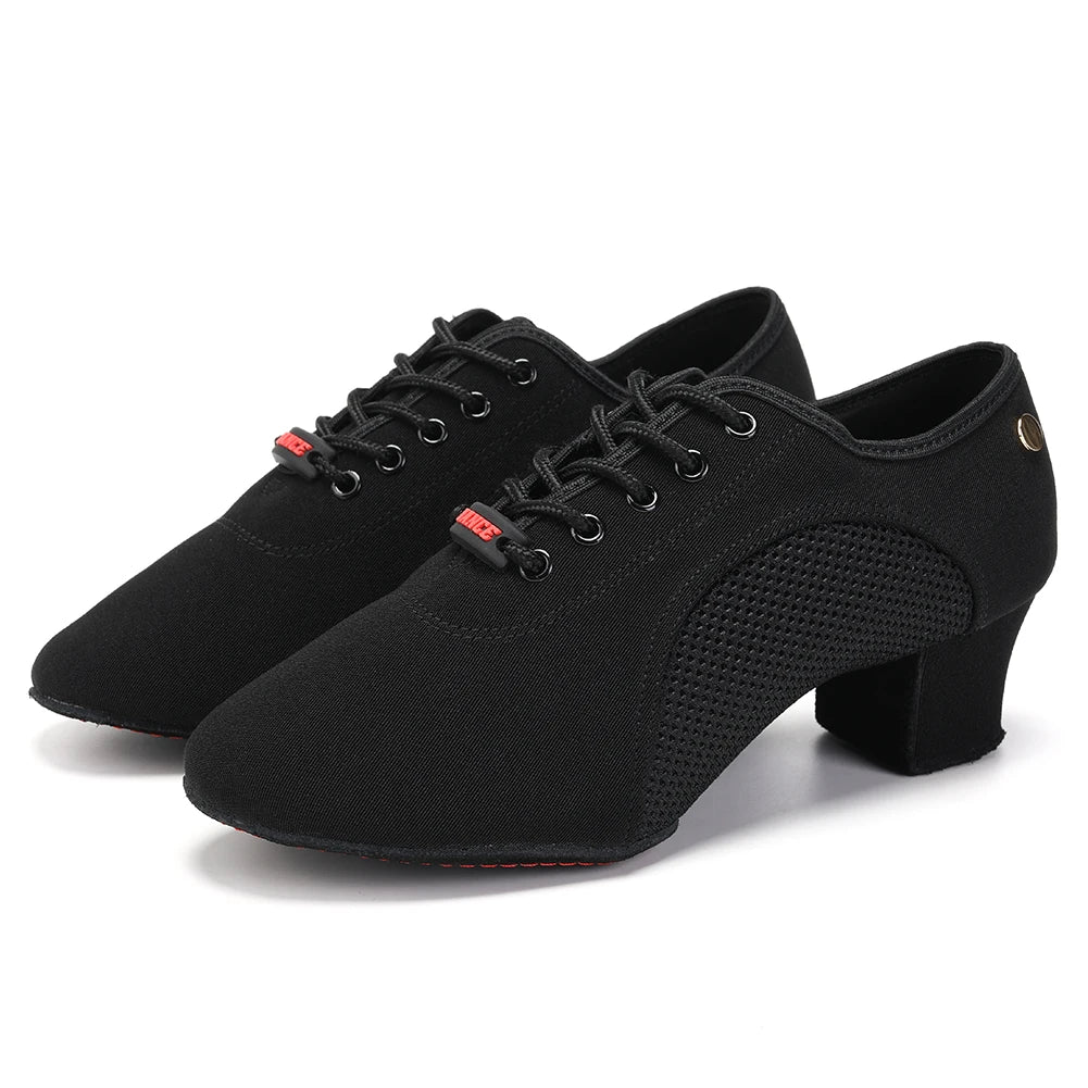 Women Dancing Shoes Woman Latin Shoes Men Ladies Training Ballroom Dance Shoes Black Red Practice Modern Tango Dance Sneakers