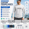 Custom Logo Men's UPF 50+ Long Sleeve Fishing Shirt Quick Dry Breathable 100% Polyester 4-Way Stretch Performance Sun Shirt