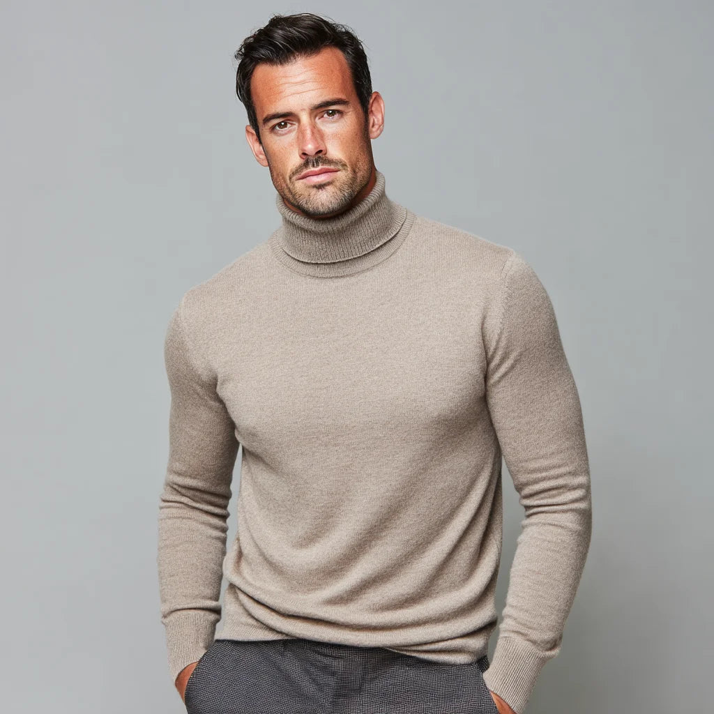 Men's Luxury Ultra-Soft Warm and Elegant Luxury Cashmere Turtleneck Sweater Breathable Anti-Wrinkle Knit Pullover for Winter