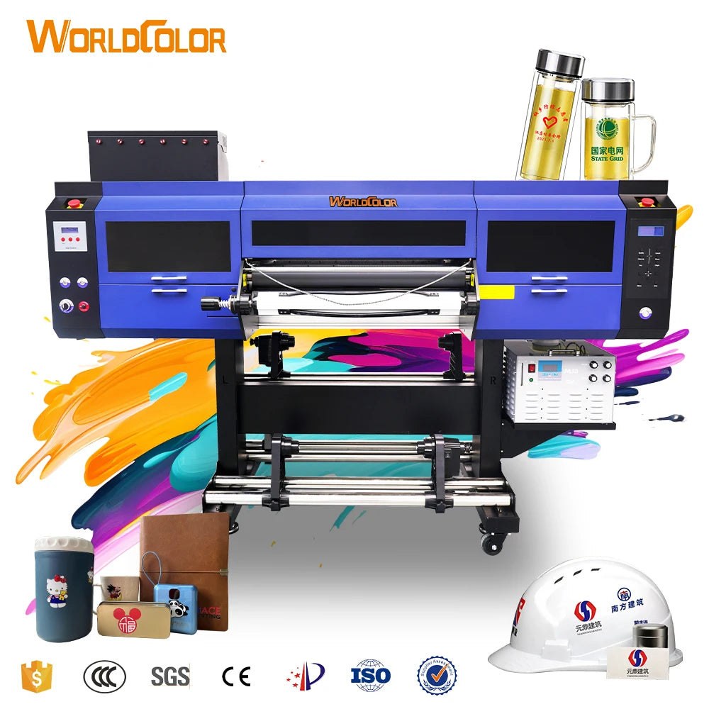 60CM 24 Inch DTF UV Printer Inkjet Printer 3 Heads Eps I3200/i1600-U1 UV Printer with Lamination for Stickers Labels Printing