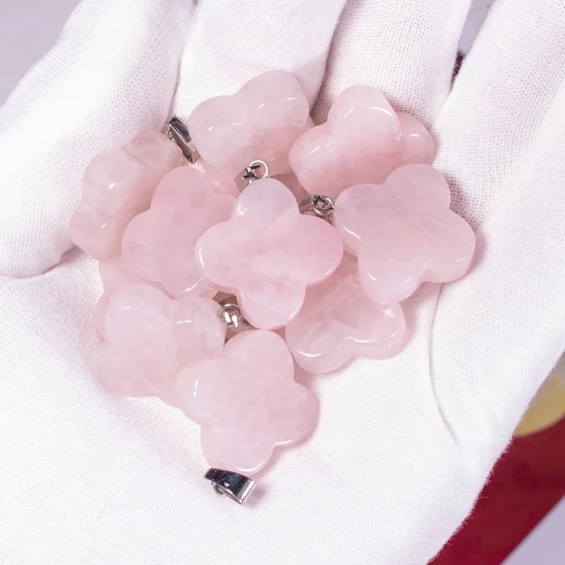 Natural Gemstone Clover Feng Shui Lucky Jade Stone Natural Gemstone Crystal Four Leaf Clover Necklace for Women Men