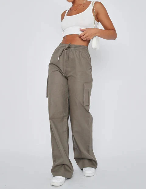 Factory Price Cargo Pants Women Solid Color Pants With Pockets Wholesale Streetwear Clothing