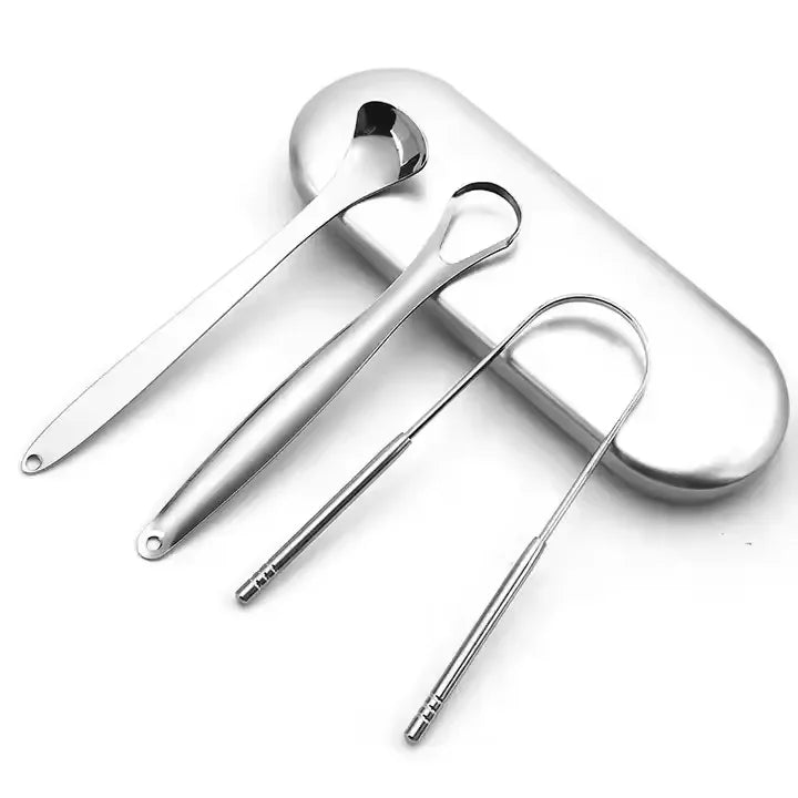 Tongue Cleaner Scraper U Shape Stainless Steel Metal Tongue Cleaner Scraper for Home Travel Use Tongue Scraper Set