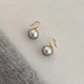 BSZ120 925 Sterling Silver Earrings Stud 10mm 12mm Gray Round Pearl Hook Earrings for Women Girls