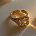 2026 Dazan New Winter 18k Gold Plated Square High Quality White Zircon Stainless Steel Triple Ring for Women for Party