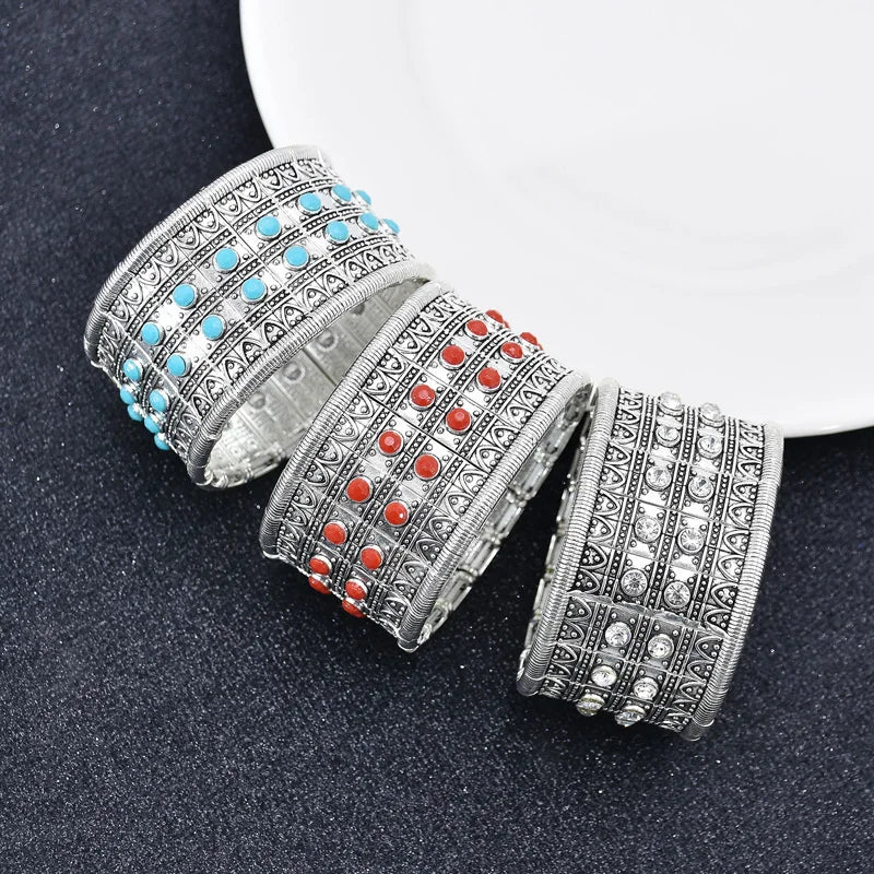 Vintage Bohemian Atalanta Silver Gypsy Statement Coachload Festival Turkish Jewelry Sinaya Ethnic Fashion Charm Bracelet