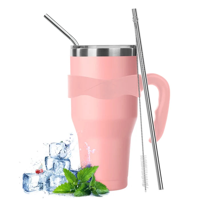 WeVi Wholesale 20oz 30oz 40oz Double Wall Stainless Steel Tumbler Cups Vacuum Insulated Travel Coffee Tumblers with Straw Handle