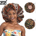 ZTZI African Print  Double Layer Bonnet with Elastic Adjustable Band  Hair Bonnet Jumbo Size for Sleeping  Hair Caps