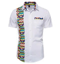 Summer New European Men's Short Sleeved Shirts Irregular 3D Printed Men's Shirts Lapel Casual Shirt Size S-3XL