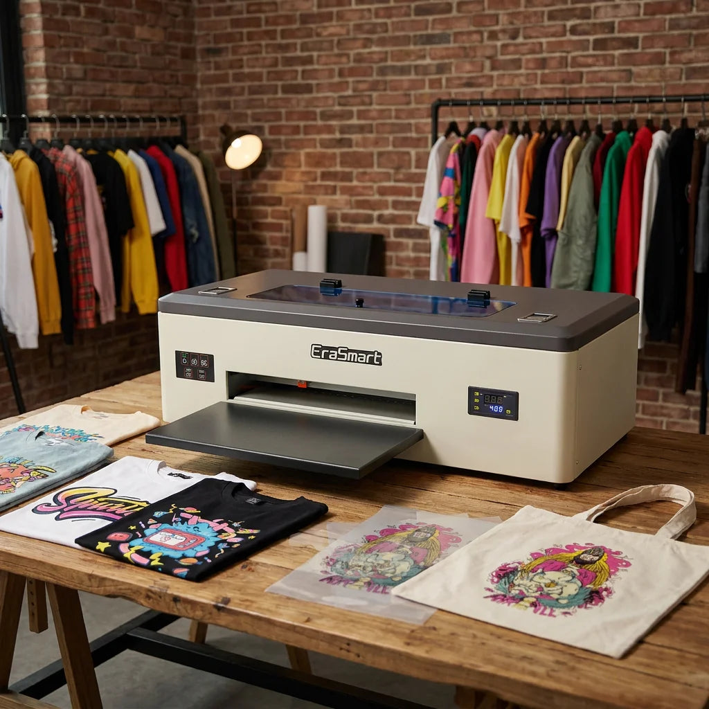 Erasmart Desktop Heat Transfer Film Jet Machine Digital Inkjet Dtf Printer A3 Logo Printing Machine on Clothing