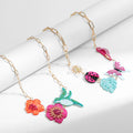 2023 BOHO European American Women Lady Vacation Summer Hawaiian Acrylic Big Bird Butterfly Flower Necklace Statement Jewelry