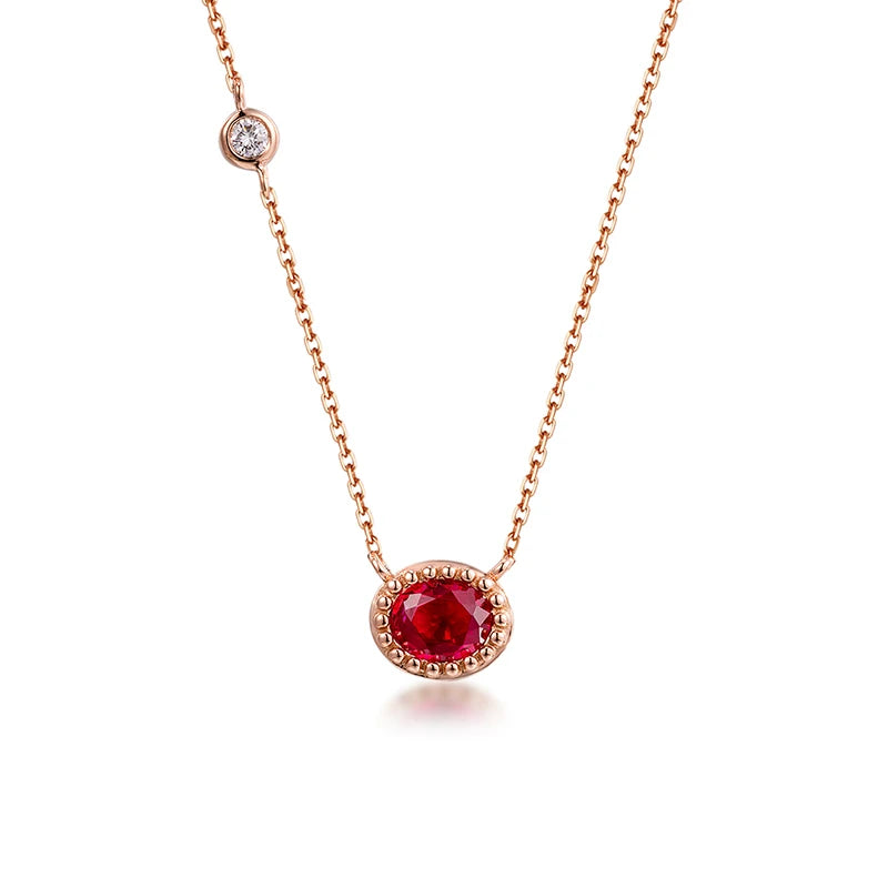 Jewelry Factory OEM/ODM Jewelry Dropship Solid 18k Gold Women Natural Ruby Diamond Necklace