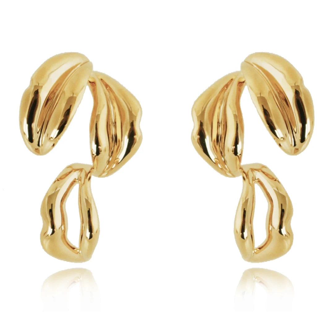 Fashion Irregular Brass Gold Plated Hollowed Out Lips Earrings Jewelry Factory Wholesale