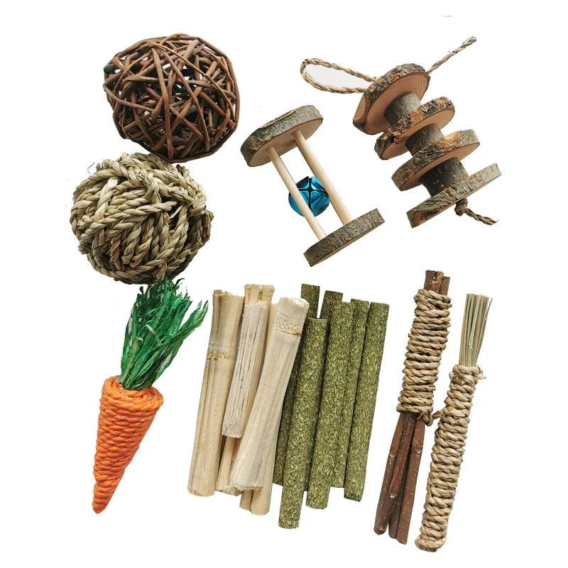 Hot Selling Eco-Friendly Natural Wooden Hamster Chew Toys Set Factory Direct Sale Price for Chinchilla Hamsters