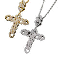 European American Men's Micro-Insert Zircon Diamond Square Cross Pendant Necklace Brass for Weddings Parties Popular Street
