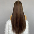 Babylon Original European Human Hair Double Drawn Lace Top Kosher Jewish Wig Cuticle Aligned Dark Brown Highlight Color Wigs