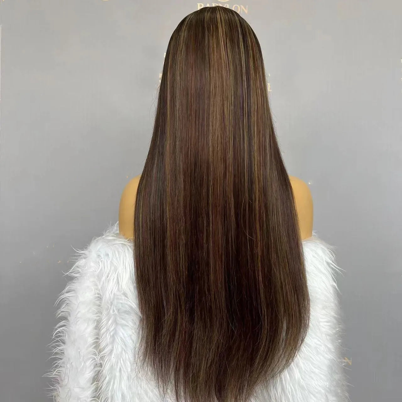 Babylon Original European Human Hair Double Drawn Lace Top Kosher Jewish Wig Cuticle Aligned Dark Brown Highlight Color Wigs