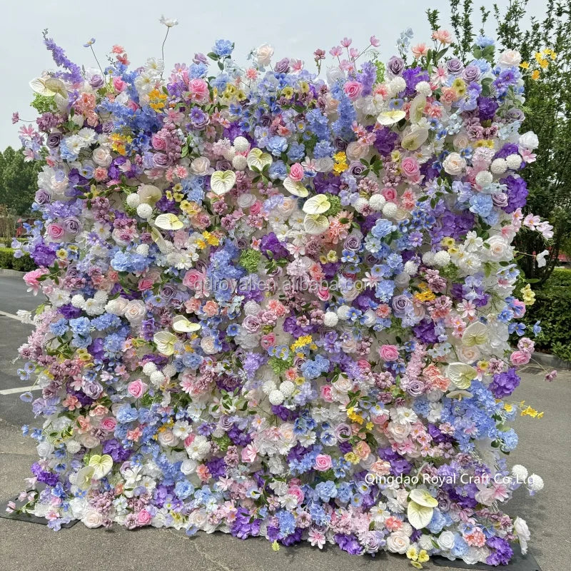 Best Selling Durable Artificial Background Feather Wall With Artificial Can Be Rolled up Flower Wall for Wedding Event Backdrop