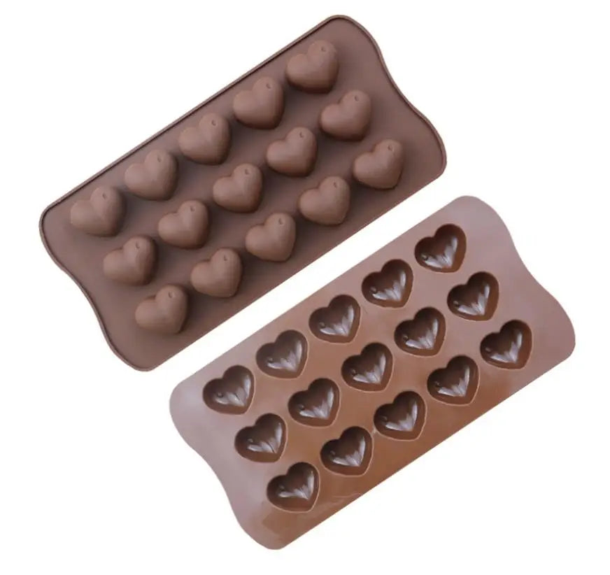 15 Cavity Dimpled Heart Shape Silicone Chocolate Mold Valentine Day Love Gummy and Sugar Candy Cake Soap Molds