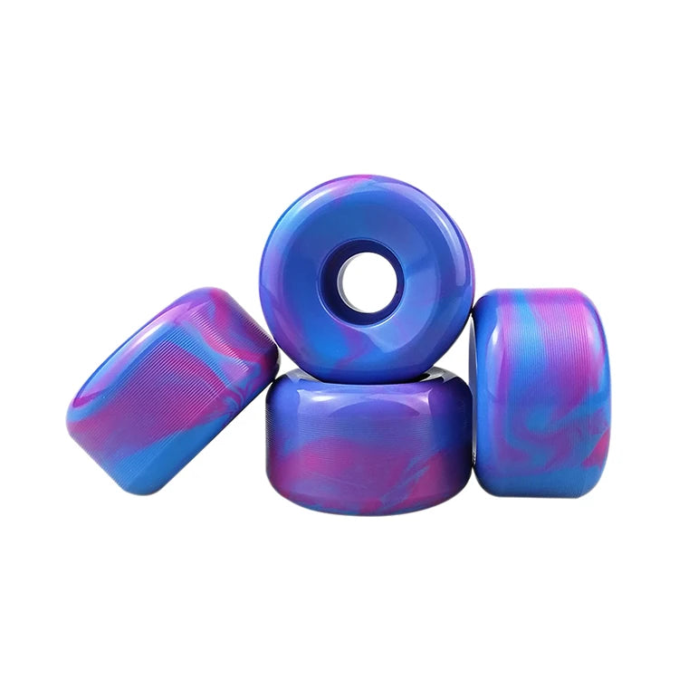 Conical Shape PU Skateboard Wheels 53-56mm Custom Logo Mixed Color Swirl 102A Hardness 80% Rebound Street Park Skateboard Parts